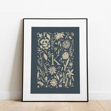 Load image into Gallery viewer, A-Z Floral Monogram Print Navy: Timeless Elegance