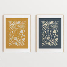 Load image into Gallery viewer, A-Z Floral Monogram Print Yellow: Floral Elegance