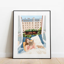 Load image into Gallery viewer, Nora's READING ON MY BED Art: Cozy Escapes Imagination