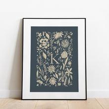 Load image into Gallery viewer, A-Z Floral Monogram Print Navy: Timeless Elegance 
