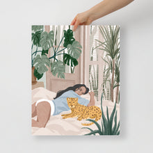 Load image into Gallery viewer, Art of Nora Chill with Leopard: Embracing Nature&#39;s Wild Side
